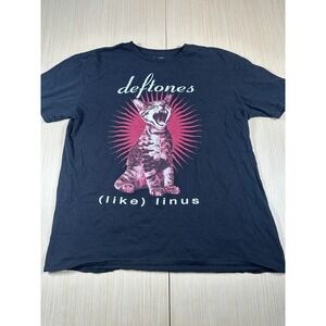 Deftones T-Shirt Unisex 2XL Navy Logo Like Linus Cat Graphic Crew Neck Pullover